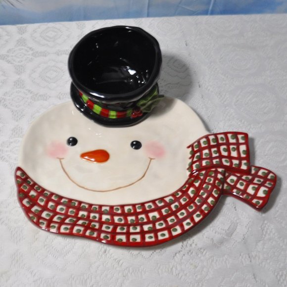 Grasslands Road Holiday Snowman Ceramic Chip Dip Platter Poshmark